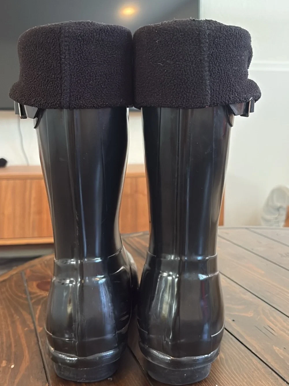 Hunter Black Womens Waterproof Rain & Snow Boots with Fleece Cuff